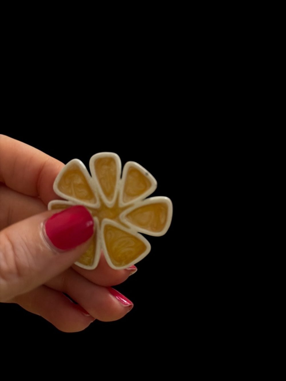 Monet White and Yellow Flower Clip-On Earrings - Picture 3 of 5